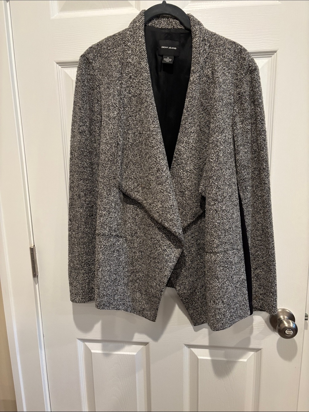 Dkny Gray Tweed Open-Front Blazer Jacket